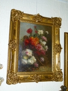 Belle epque style Pair paintings by Henri Schouten of flowers in oil on canvas, Belgium 1890