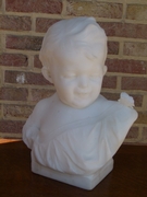 Belle epque style Sculpture of a child with a butterfly by Vanel in carrara marble, France 1920