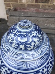 Chinese style Bleu and white ginger jar in porcelain, China 1880