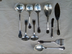 style Christofle cutlery set 77 pieces  in plated silver, France 1950