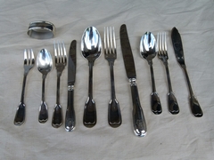 style Christofle cutlery set 77 pieces  in plated silver, France 1950