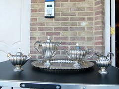 style Coffee and teaset signed E.Isler in 800 silver, Suisse 1870