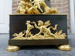 Empire style Clock in gilded and patinated bronze, France,Jumelle à Paris 1815