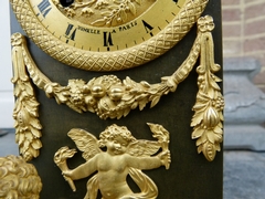 Empire style Clock in gilded and patinated bronze, France,Jumelle à Paris 1815