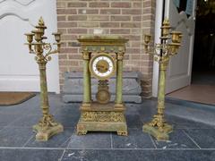 Empire style Clockset  in gilded bronze and onyx, France 1880