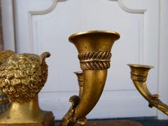 Empire style Pair candelabra in gilded and patinated bronze, France 1830