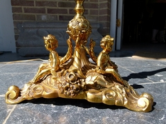 style Floorlamp with putti,s in gilded bronze, Belgium 1960