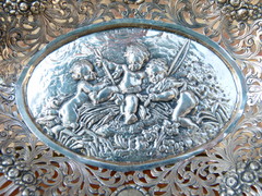 style German 835 silver plate with romantic scene of putti,s, Germany 1900