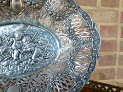 style German 835 silver plate with romantic scene of putti,s, Germany 1900