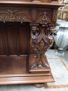 style Highly quality carved Henri 2 credence cabinet in walnut, France 1890