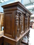 style Highly quality carved Henri 2 credence cabinet in walnut, France 1890