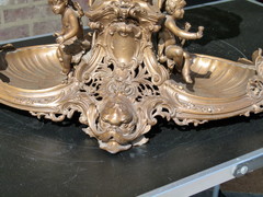 Bell epoque style Huge centerpiece with cherubs in spelter and crystal, France 1890