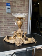 Bell epoque style Huge centerpiece with cherubs in spelter and crystal, France 1890