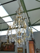 style huge bronze Lamp with crystals in bronze and crystal, France 1920