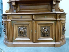 Huge Henry Deux style cabinet in carved wallnut, France 1880