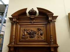 Huge Henry Deux style cabinet in carved wallnut, France 1880