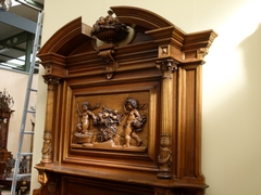 Huge Henry Deux style cabinet in carved wallnut, France 1880