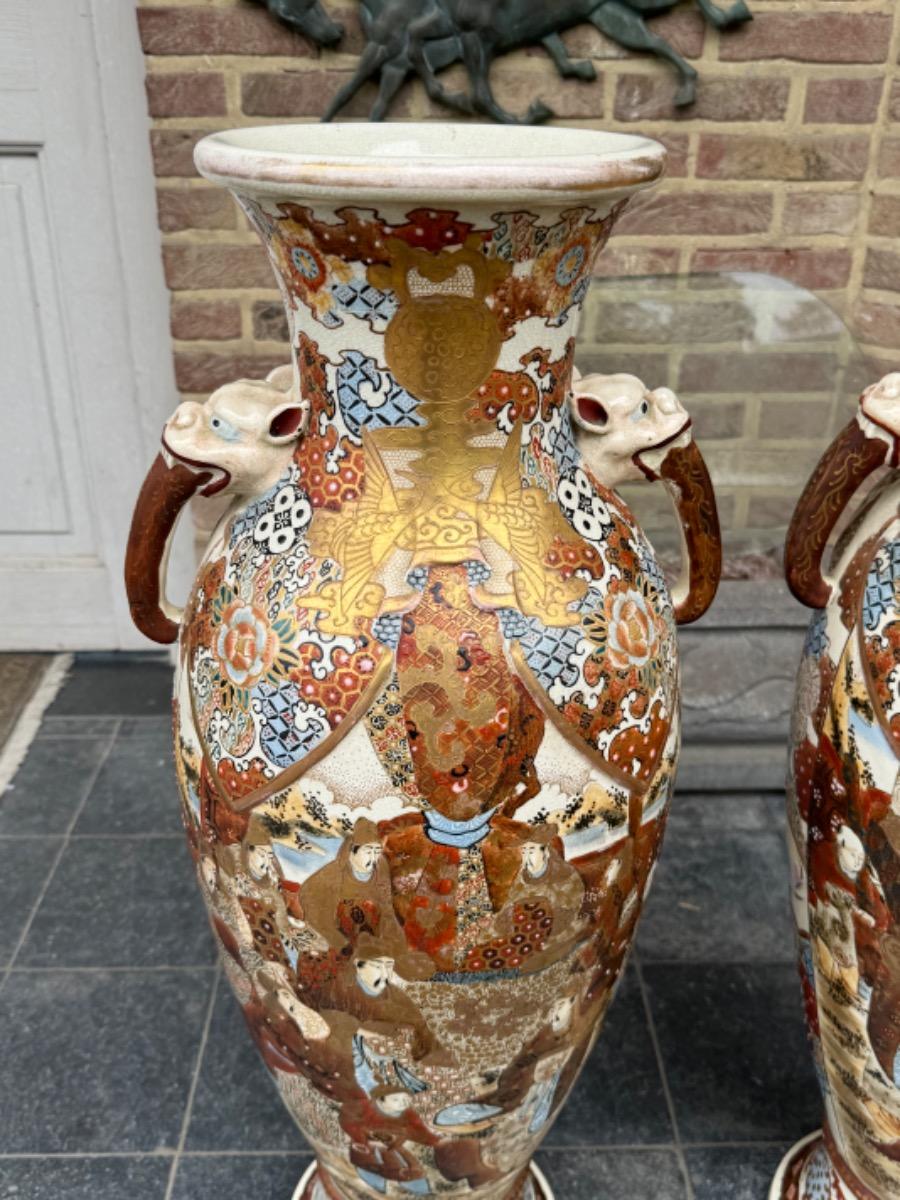 Huge pair Satsuma vases