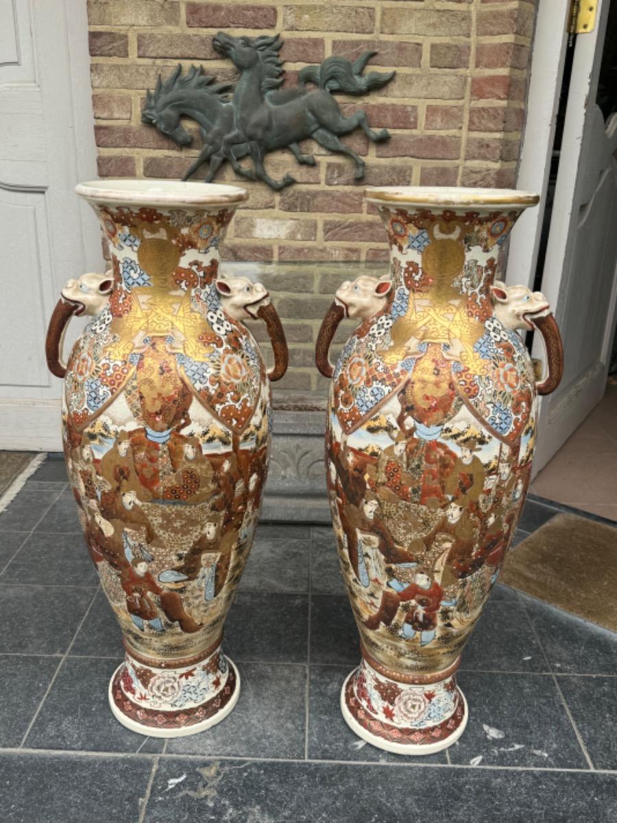 Huge pair Satsuma vases