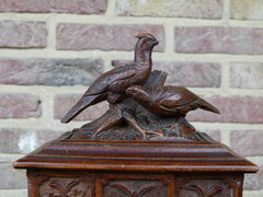 Hunting style Black forest juwel box in carved wood, Germany 1900