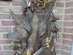 Hunting style Decorative carved and patinated wall sculpture in carved pine 1920