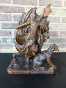 Hunting style style Black forest sculpture in carved wood, Germany 1900