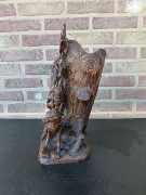 Hunting style style Black forest sculpture in carved wood, Germany 1900