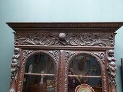 Hunting style Bookcase in carved oak, France 1880