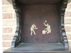 style Japanese miniatur display cabinet with ivory inlay in carved wood, Japan 1880 Meiji