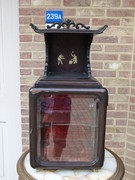 style Japanese miniatur display cabinet with ivory inlay in carved wood, Japan 1880 Meiji