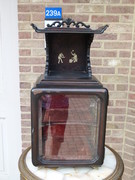 style Japanese miniatur display cabinet with ivory inlay in carved wood, Japan 1880 Meiji