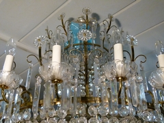 style Lamp and 2 sconces with crystal in bronze and crystal 1950