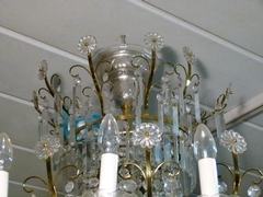 style Lamp and 2 sconces with crystal in bronze and crystal 1950