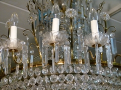 style Lamp and 2 sconces with crystal in bronze and crystal 1950