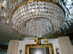 style Lamp and 2 sconces with crystal in bronze and crystal 1950