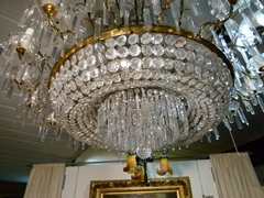 style Lamp and 2 sconces with crystal in bronze and crystal 1950