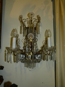 style Lamp and 2 sconces with crystal in bronze and crystal 1950