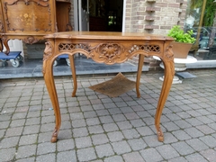 Louis 15 style Coffee table in carved oak, Belgium,Liége 1950