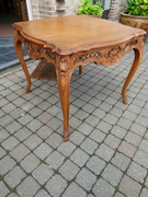 Louis 15 style Coffee table in carved oak, Belgium,Liége 1950