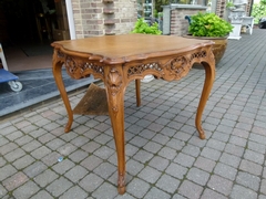 Louis 15 style Coffee table in carved oak, Belgium,Liége 1950