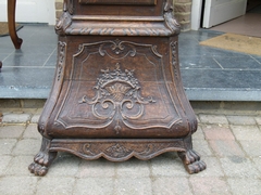 Liége Regénce  style Grandfather clock  in carved oak, Belgium,Liége 1880