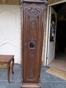 Liége Regénce  style Grandfather clock  in carved oak, Belgium,Liége 1880