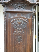 Liége Regénce  style Grandfather clock  in carved oak, Belgium,Liége 1880