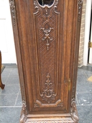 Liége Regénce  style Grandfather clock  in carved oak, Belgium,Liége 1880