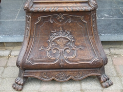 Liége Regénce  style Grandfather clock  in carved oak, Belgium,Liége 1880