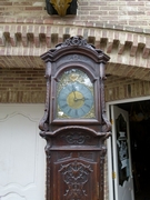 Liége Regénce  style Grandfather clock  in carved oak, Belgium,Liége 1880