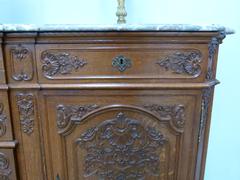 Liége,regence style Sideboard with marble top in oak and marble, Belgium,Liége 1900