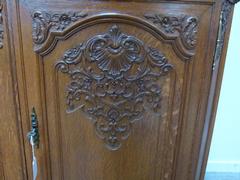 Liége,regence style Sideboard with marble top in oak and marble, Belgium,Liége 1900