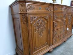 Liége,regence style Sideboard with marble top in oak and marble, Belgium,Liége 1900