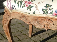 Louis 15 style Bench  in carved beech, Belgium 1900